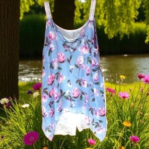 ROSE GAL Plus Size 3Piece Tank Tops Floral White Lace short Set. SIZE 22